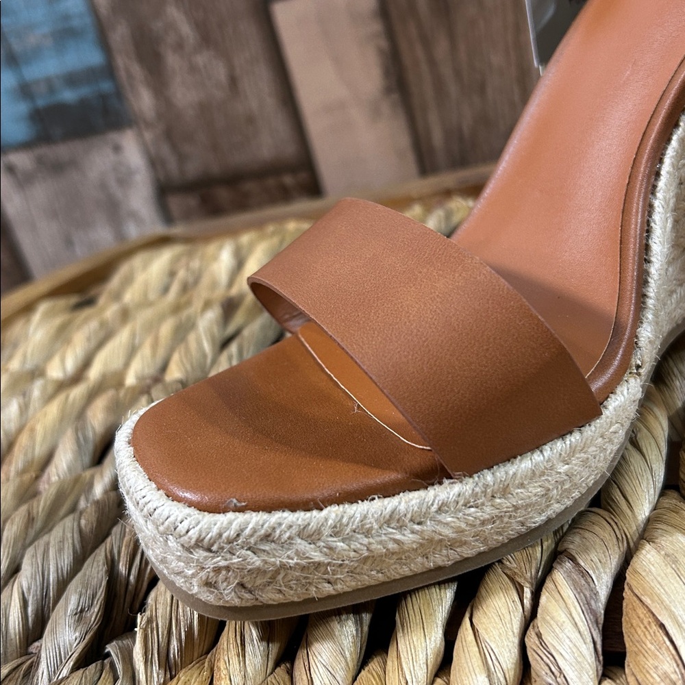 A new day 7 Brown Strappy Wedge Sandals - Picture 5 of 11